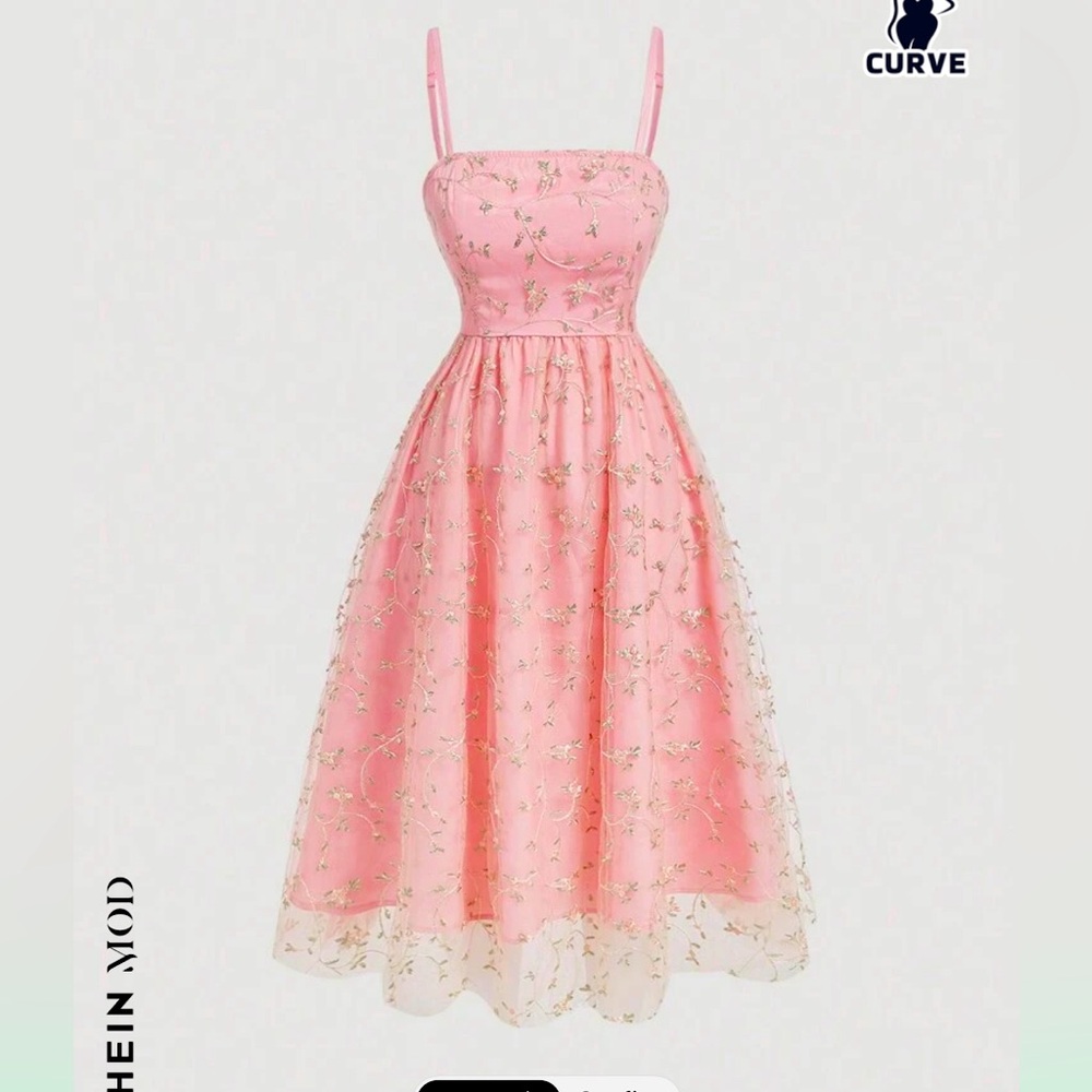 SHEIN pink floral strap dress size 14/ XL